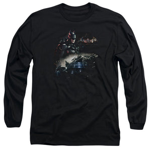AN OFFCIALLY LICENSED BATMAN ARKHAM KNIGHT KNIGHT RIDER MEN'S LONG SLEEVE T-SHIRT BLACK