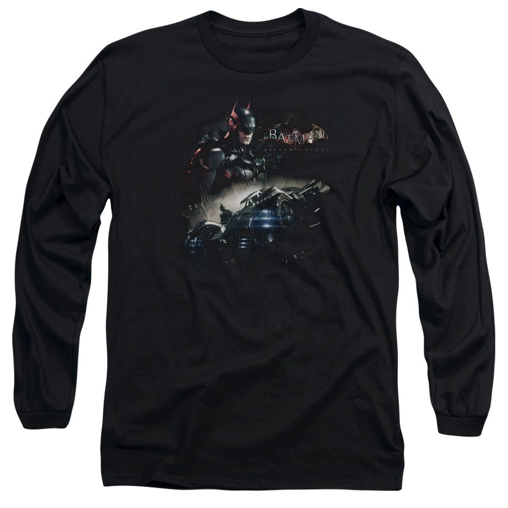 AN OFFCIALLY LICENSED BATMAN ARKHAM KNIGHT KNIGHT RIDER MEN'S LONG SLEEVE T-SHIRT BLACK