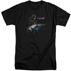 AN OFFCIALLY LICENSED BATMAN ARKHAM KNIGHT KNIGHT RIDER MEN'S TALL FIT T-SHIRT BLACK