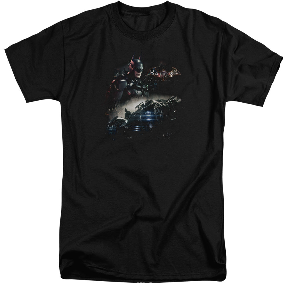 AN OFFCIALLY LICENSED BATMAN ARKHAM KNIGHT KNIGHT RIDER MEN'S TALL FIT T-SHIRT BLACK