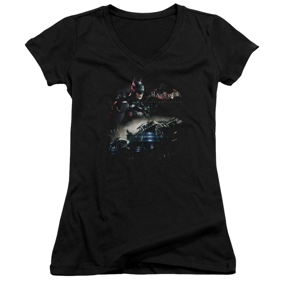 Batman Arkham Knight Knight Rider Licensed Women's T-Shirt Juniors V-Neck SM