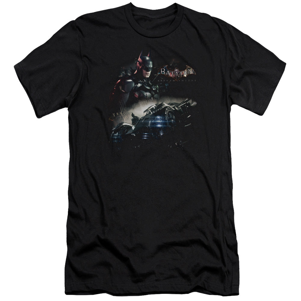 AN OFFCIALLY LICENSED BATMAN ARKHAM KNIGHT KNIGHT RIDER MEN'S PREMIUM SLIM FIT T-SHIRT BLACK