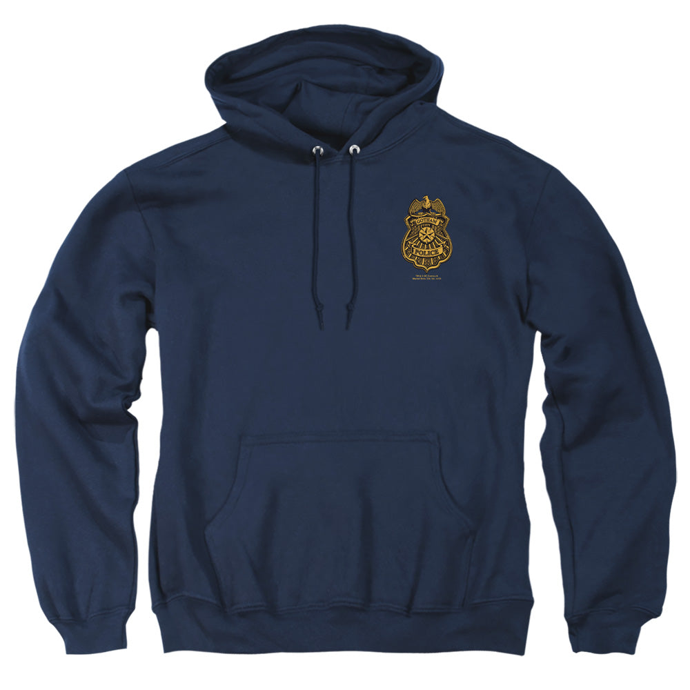 AN OFFCIALLY LICENSED BATMAN ARKHAM KNIGHT GOTHAM BADGE ADULT UNISEX PULLOVER HOODIE NAVY