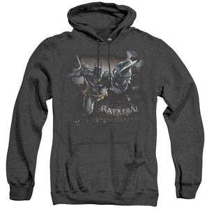 AN OFFCIALLY LICENSED BATMAN ARKHAM KNIGHT GRAPPLE ADULT UNISEX HEATHER PULLOVER HOODIE BLACK