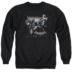 AN OFFCIALLY LICENSED BATMAN ARKHAM KNIGHT GRAPPLE ADULT UNISEX CREWNECK SWEATSHIRT BLACK