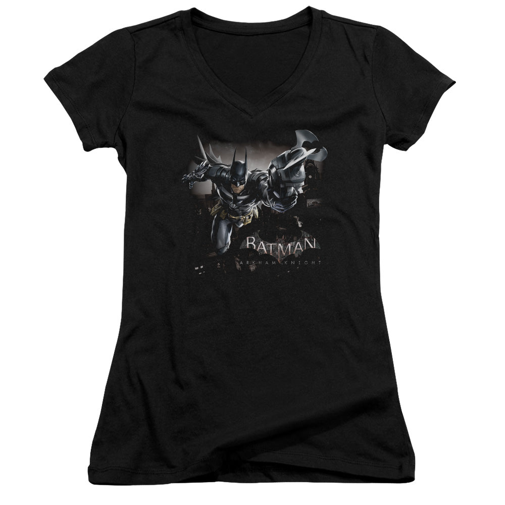 Batman Arkham Knight Grapple Licensed Women's T-Shirt Juniors V-Neck SM