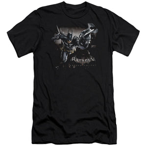 AN OFFCIALLY LICENSED BATMAN ARKHAM KNIGHT GRAPPLE MEN'S PREMIUM SLIM FIT T-SHIRT BLACK