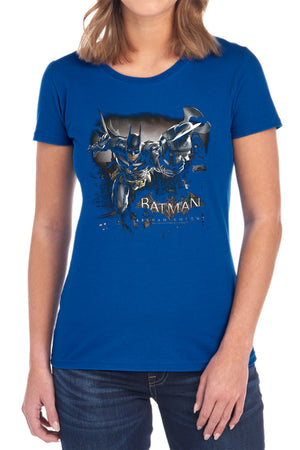 AN OFFCIALLY LICENSED BATMAN ARKHAM KNIGHT GRAPPLE WOMEN'S REGULAR FIT T-SHIRT BLACK