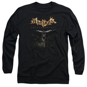 AN OFFCIALLY LICENSED BATMAN ARKHAM KNIGHT CITY WATCH MEN'S LONG SLEEVE T-SHIRT BLACK