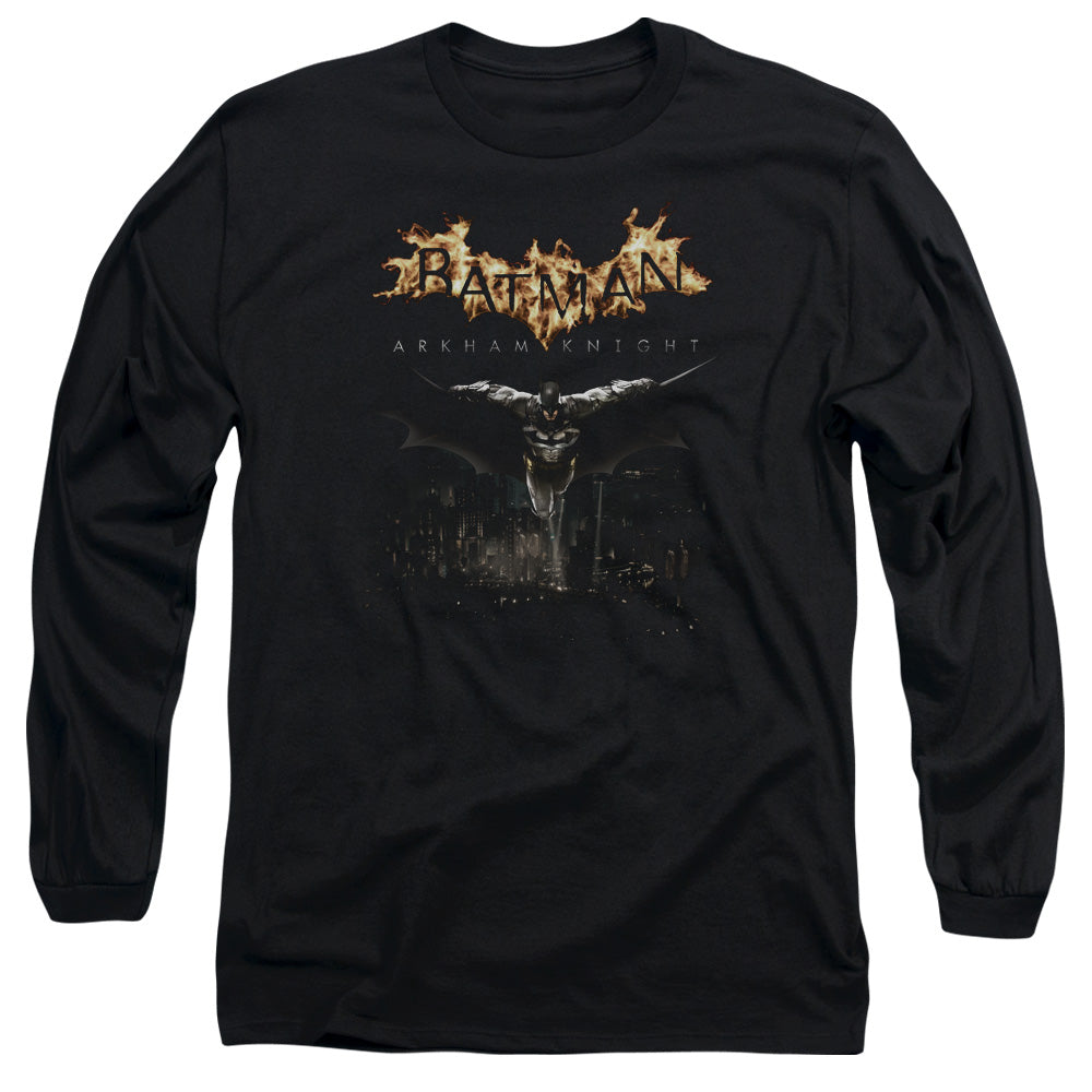 AN OFFCIALLY LICENSED BATMAN ARKHAM KNIGHT CITY WATCH MEN'S LONG SLEEVE T-SHIRT BLACK