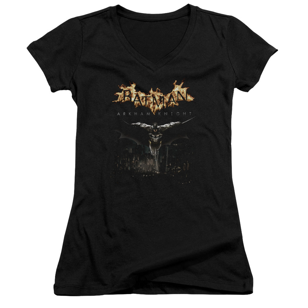 Batman Arkham Knight City Watch Licensed Women's T-Shirt Juniors V-Neck SM