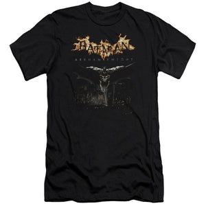 AN OFFCIALLY LICENSED BATMAN ARKHAM KNIGHT CITY WATCH MEN'S PREMIUM SLIM FIT T-SHIRT BLACK