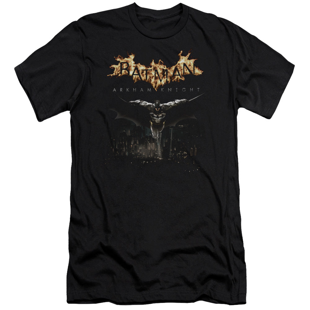 AN OFFCIALLY LICENSED BATMAN ARKHAM KNIGHT CITY WATCH MEN'S PREMIUM SLIM FIT T-SHIRT BLACK