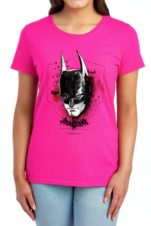 AN OFFCIALLY LICENSED BATMAN ARKHAM KNIGHT AK HEAD WOMEN'S REGULAR FIT T-SHIRT RED