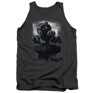 AN OFFCIALLY LICENSED BATMAN ARKHAM KNIGHT PERCHED ADULT UNISEX TANK TOP CHARCOAL