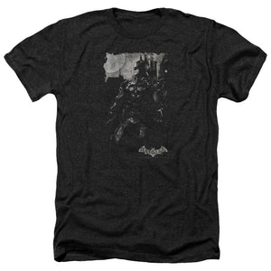 AN OFFCIALLY LICENSED BATMAN ARKHAM KNIGHT BAT BROOD MEN'S HEATHER T-SHIRT CHARCOAL