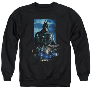 AN OFFCIALLY LICENSED BATMAN ARKHAM KNIGHT BATMOBILE ADULT UNISEX CREWNECK SWEATSHIRT BLACK