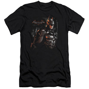 AN OFFCIALLY LICENSED BATMAN ARKHAM KNIGHT DARK KNIGHT MEN'S PREMIUM SLIM FIT T-SHIRT BLACK