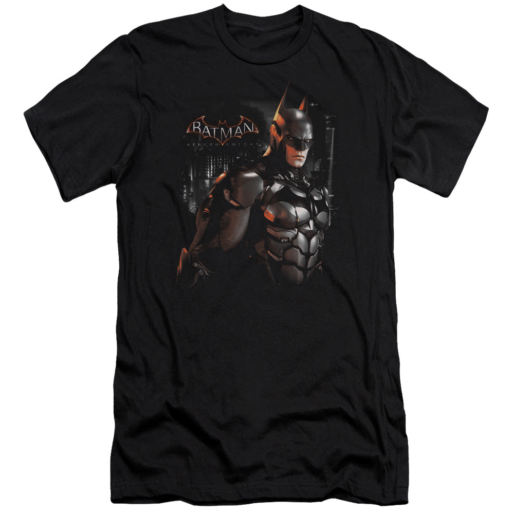 AN OFFCIALLY LICENSED BATMAN ARKHAM KNIGHT DARK KNIGHT MEN'S PREMIUM SLIM FIT T-SHIRT BLACK