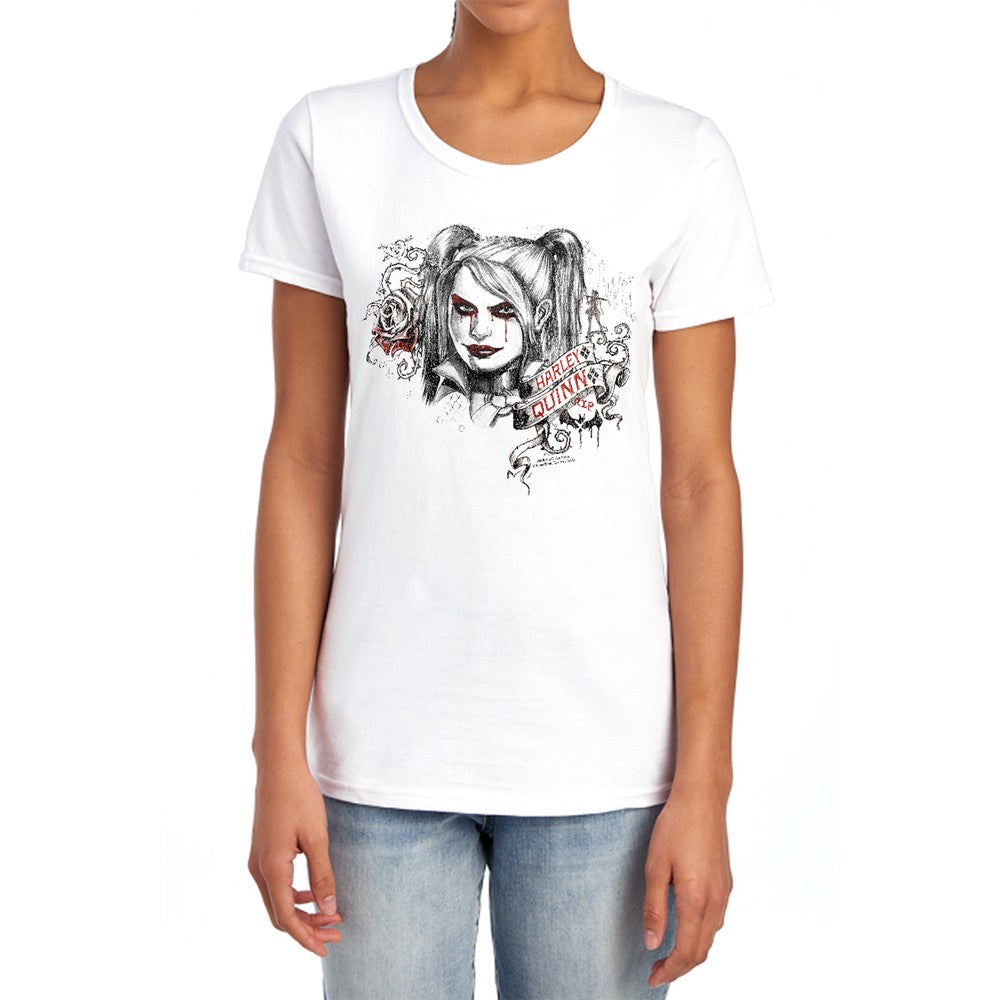 Batman Arkham Knight Sketchy Girl Licensed Women's T-Shirt Regular Fit SM-2X