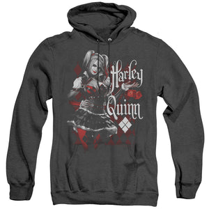 AN OFFCIALLY LICENSED BATMAN ARKHAM KNIGHT DICE ADULT UNISEX HEATHER PULLOVER HOODIE BLACK