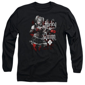 AN OFFCIALLY LICENSED BATMAN ARKHAM KNIGHT DICE MEN'S LONG SLEEVE T-SHIRT BLACK