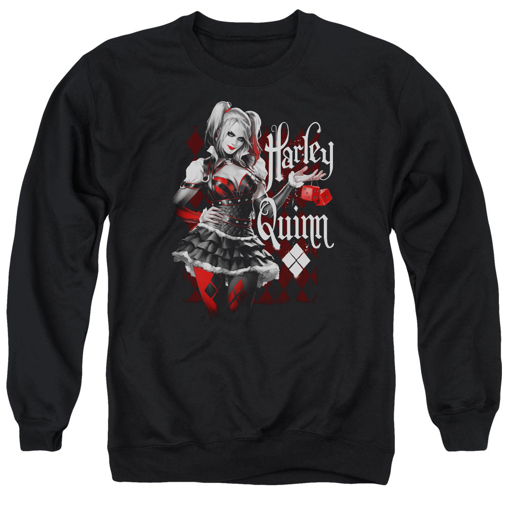 AN OFFCIALLY LICENSED BATMAN ARKHAM KNIGHT DICE ADULT UNISEX CREWNECK SWEATSHIRT BLACK