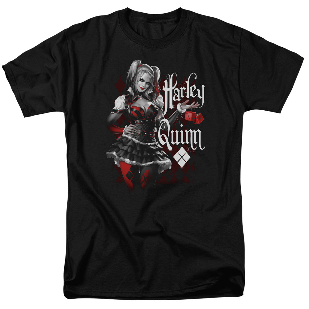 AN OFFCIALLY LICENSED BATMAN ARKHAM KNIGHT DICE MEN'S REGULAR FIT T-SHIRT BLACK