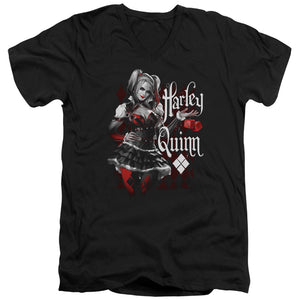AN OFFCIALLY LICENSED BATMAN ARKHAM KNIGHT DICE MEN'S V-NECK T-SHIRT BLACK