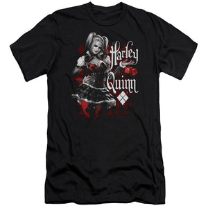 AN OFFCIALLY LICENSED BATMAN ARKHAM KNIGHT DICE MEN'S PREMIUM SLIM FIT T-SHIRT BLACK
