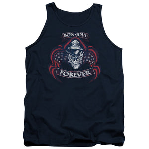 AN OFFCIALLY LICENSED BON JOVI FOREVER SKULL ADULT UNISEX TANK TOP NAVY