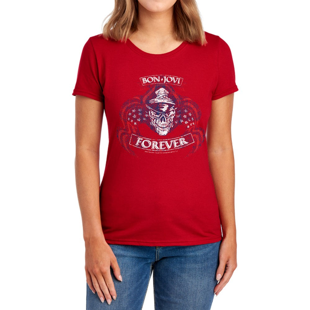Bon Jovi Forever Skull Licensed Women's T-Shirt Regular Fit SM-2X