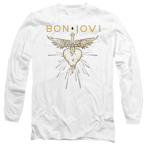AN OFFCIALLY LICENSED BON JOVI GREATEST HITS MEN'S LONG SLEEVE T-SHIRT WHITE