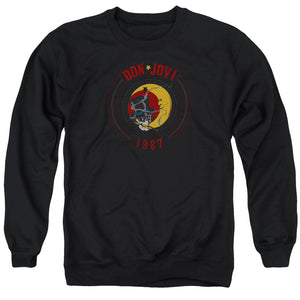 AN OFFCIALLY LICENSED BON JOVI 1987 ADULT UNISEX CREWNECK SWEATSHIRT BLACK