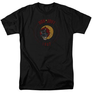 AN OFFCIALLY LICENSED BON JOVI 1987 MEN'S REGULAR FIT T-SHIRT BLACK