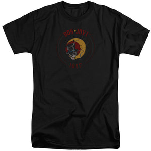 AN OFFCIALLY LICENSED BON JOVI 1987 MEN'S TALL FIT T-SHIRT BLACK