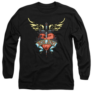 AN OFFCIALLY LICENSED BON JOVI DAGGERED MEN'S LONG SLEEVE T-SHIRT BLACK