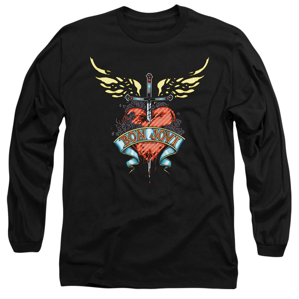 AN OFFCIALLY LICENSED BON JOVI DAGGERED MEN'S LONG SLEEVE T-SHIRT BLACK