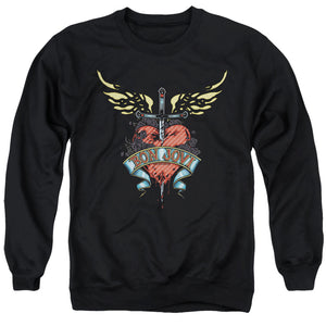 AN OFFCIALLY LICENSED BON JOVI DAGGERED ADULT UNISEX CREWNECK SWEATSHIRT BLACK