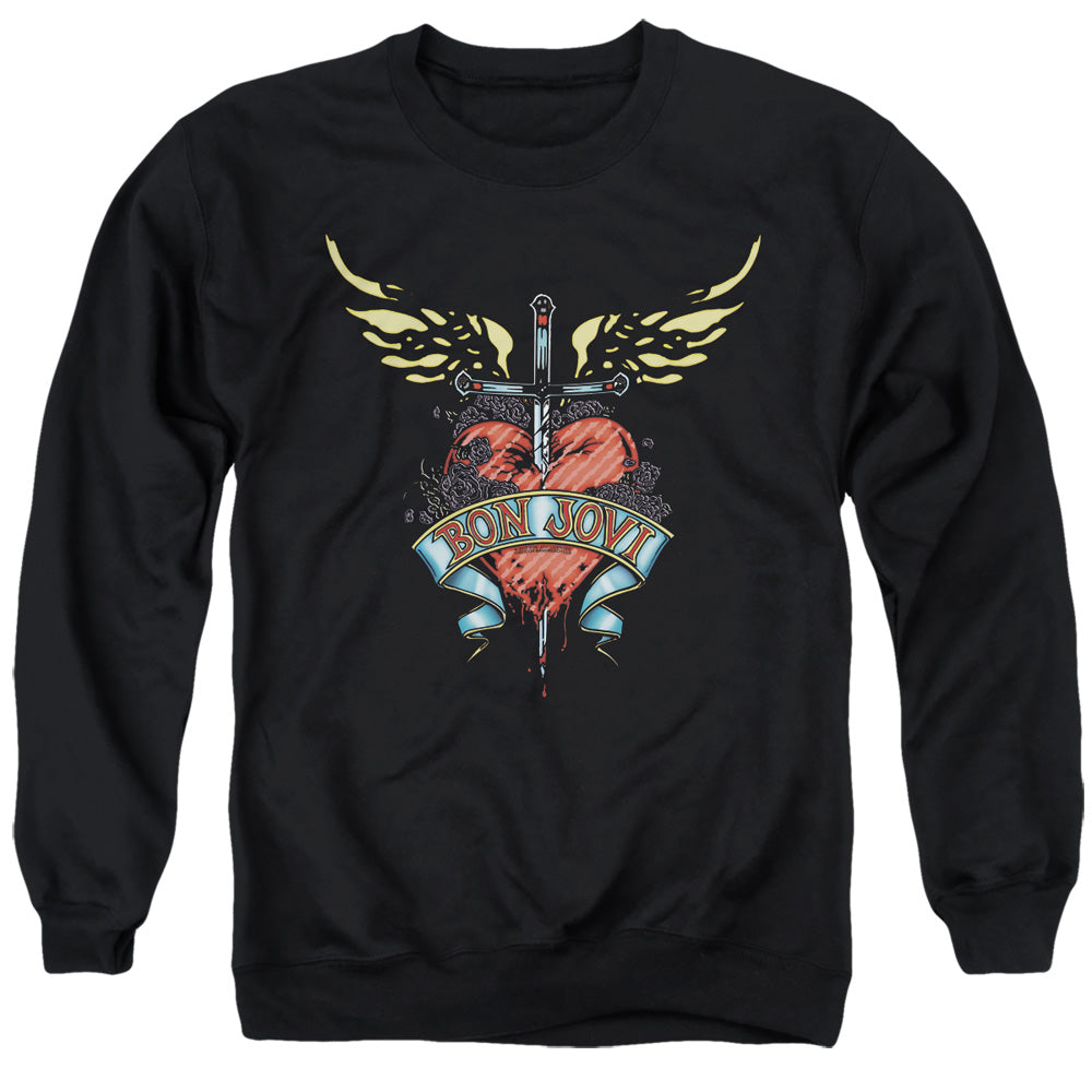 AN OFFCIALLY LICENSED BON JOVI DAGGERED ADULT UNISEX CREWNECK SWEATSHIRT BLACK