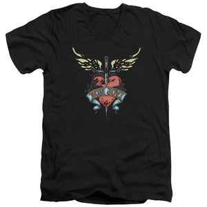 AN OFFCIALLY LICENSED BON JOVI DAGGERED MEN'S V-NECK T-SHIRT BLACK