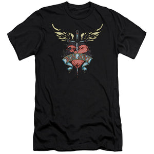 AN OFFCIALLY LICENSED BON JOVI DAGGERED MEN'S PREMIUM SLIM FIT T-SHIRT BLACK