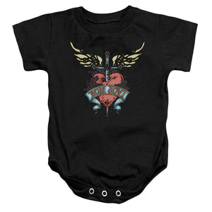 AN OFFCIALLY LICENSED BON JOVI DAGGERED BABY BODYSUIT BLACK