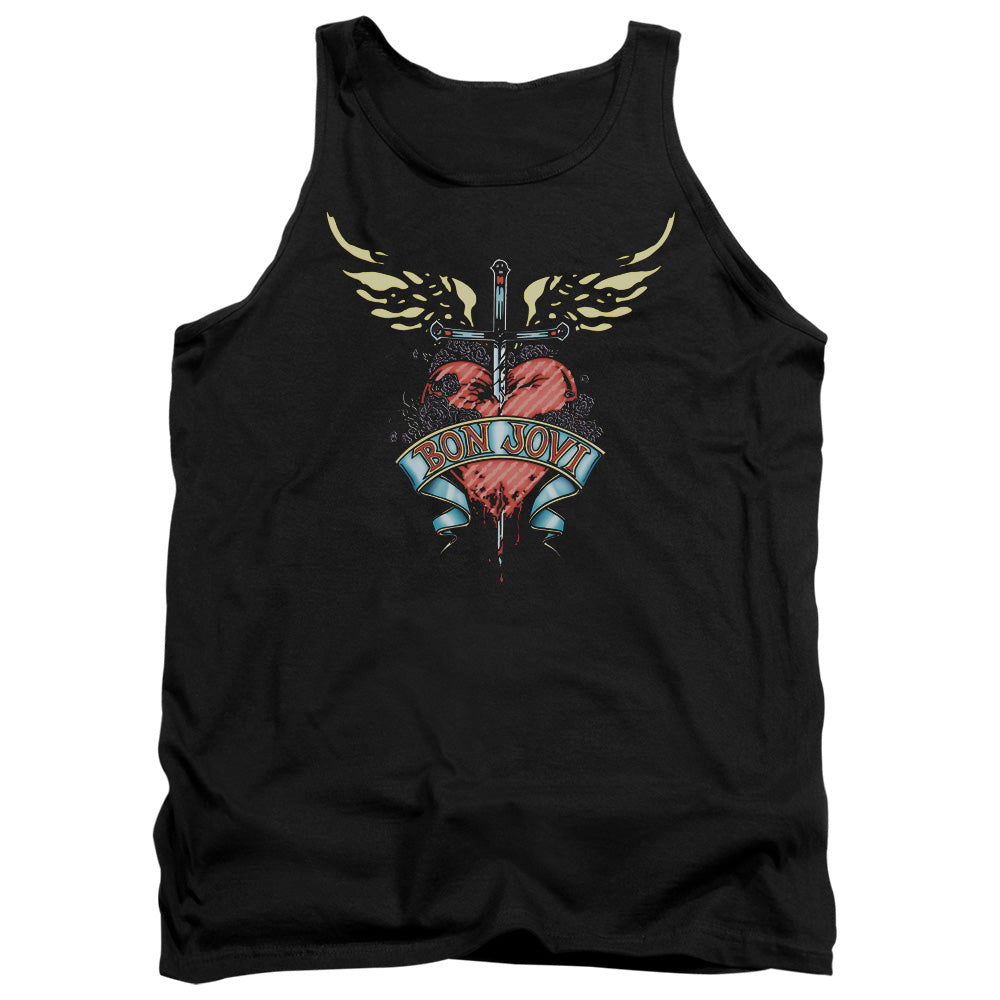 AN OFFCIALLY LICENSED BON JOVI DAGGERED ADULT UNISEX TANK TOP BLACK
