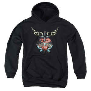AN OFFCIALLY LICENSED BON JOVI DAGGERED YOUTH HOODIE BLACK