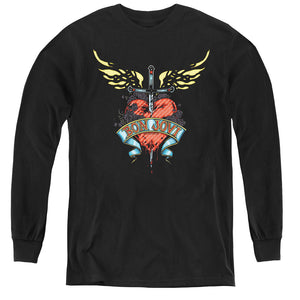 AN OFFCIALLY LICENSED BON JOVI DAGGERED YOUTH LONG SLEEVE T-SHIRT BLACK