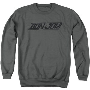AN OFFCIALLY LICENSED BON JOVI NEW LOGO ADULT UNISEX CREWNECK SWEATSHIRT CHARCOAL