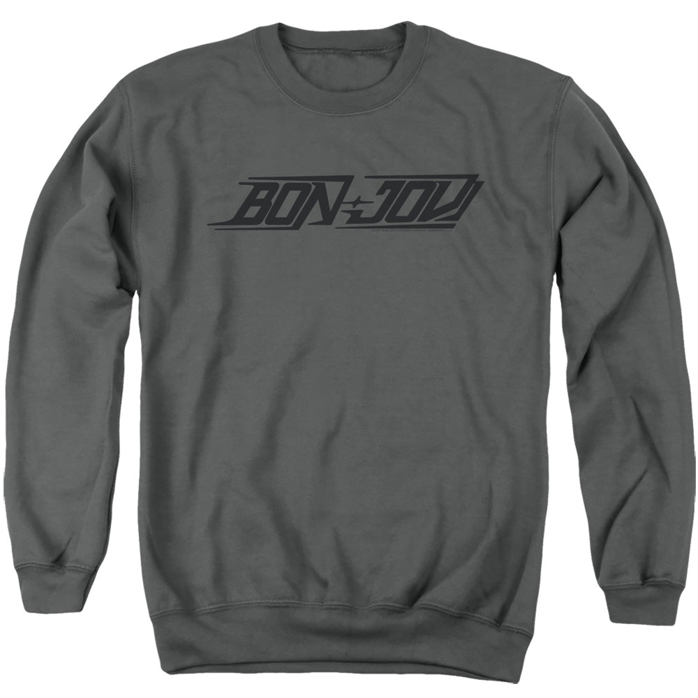 AN OFFCIALLY LICENSED BON JOVI NEW LOGO ADULT UNISEX CREWNECK SWEATSHIRT CHARCOAL