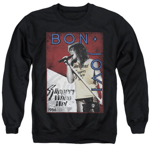 AN OFFCIALLY LICENSED BON JOVI 86 TOUR ADULT UNISEX CREWNECK SWEATSHIRT BLACK