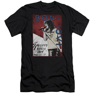 AN OFFCIALLY LICENSED BON JOVI 86 TOUR MEN'S PREMIUM SLIM FIT T-SHIRT BLACK